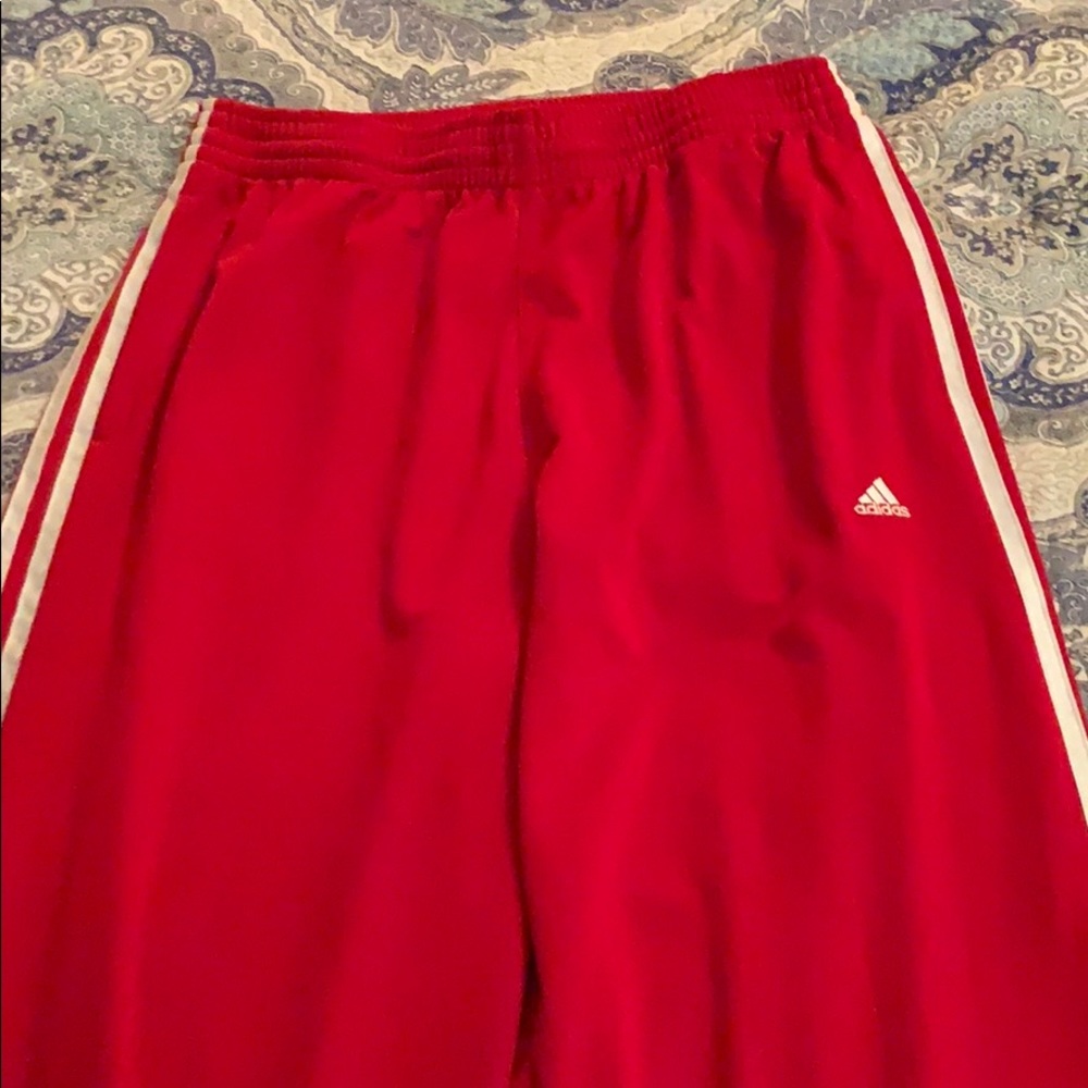 Red Adidas 3 Stripe Pants